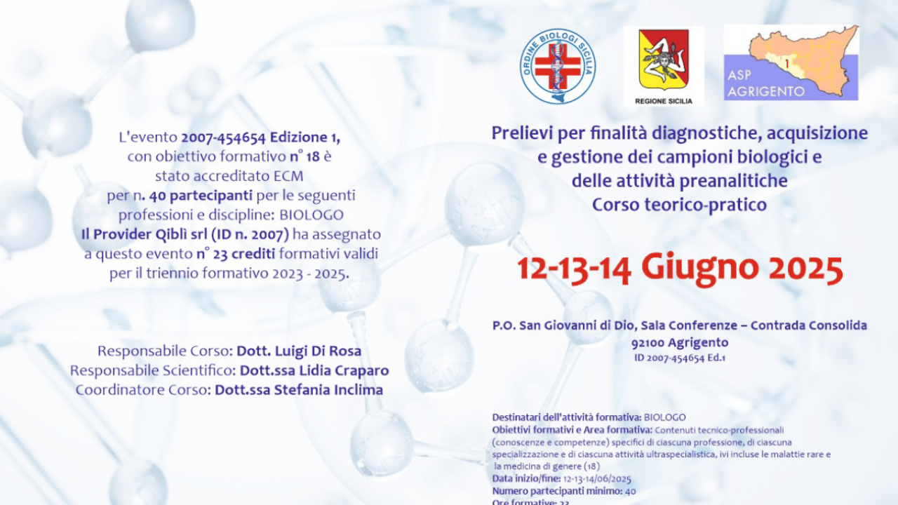 Prelievi per finalita’ diagnostiche, acquisizione  e gestione dei campioni biologici e delle attivita’ preanalitiche