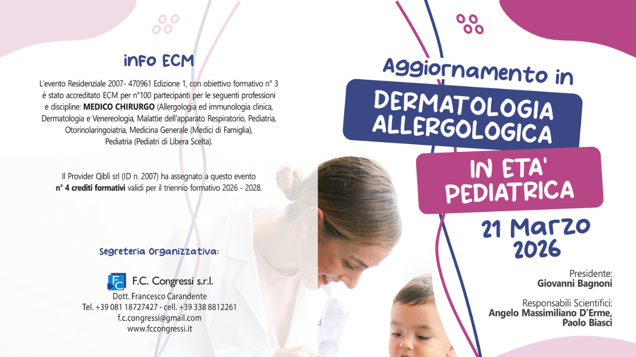 Aggiornamento in DERMATOLOGIA ALLERGOLOGICA IN ETÀ PEDIATRICA