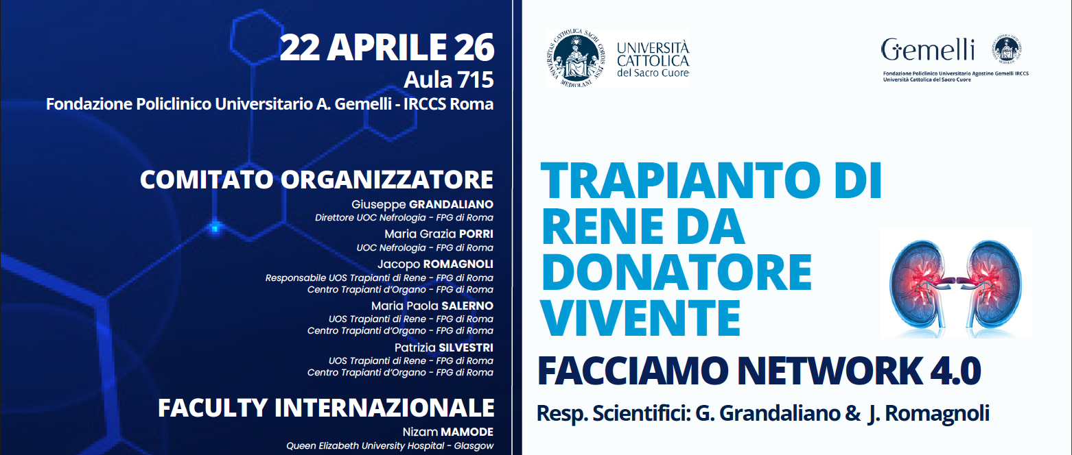 TRAPIANTI DI RENE DA DONATORE VIVENTE. FACCIAMO NETWORK 4.0