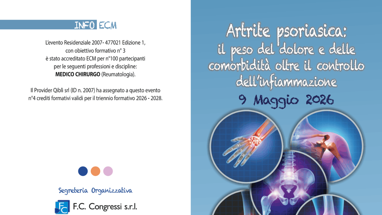 ARTRITE PSORIASICA: il peso del dolore e delle comorbilita’ oltre il controllo dell’infiammazione