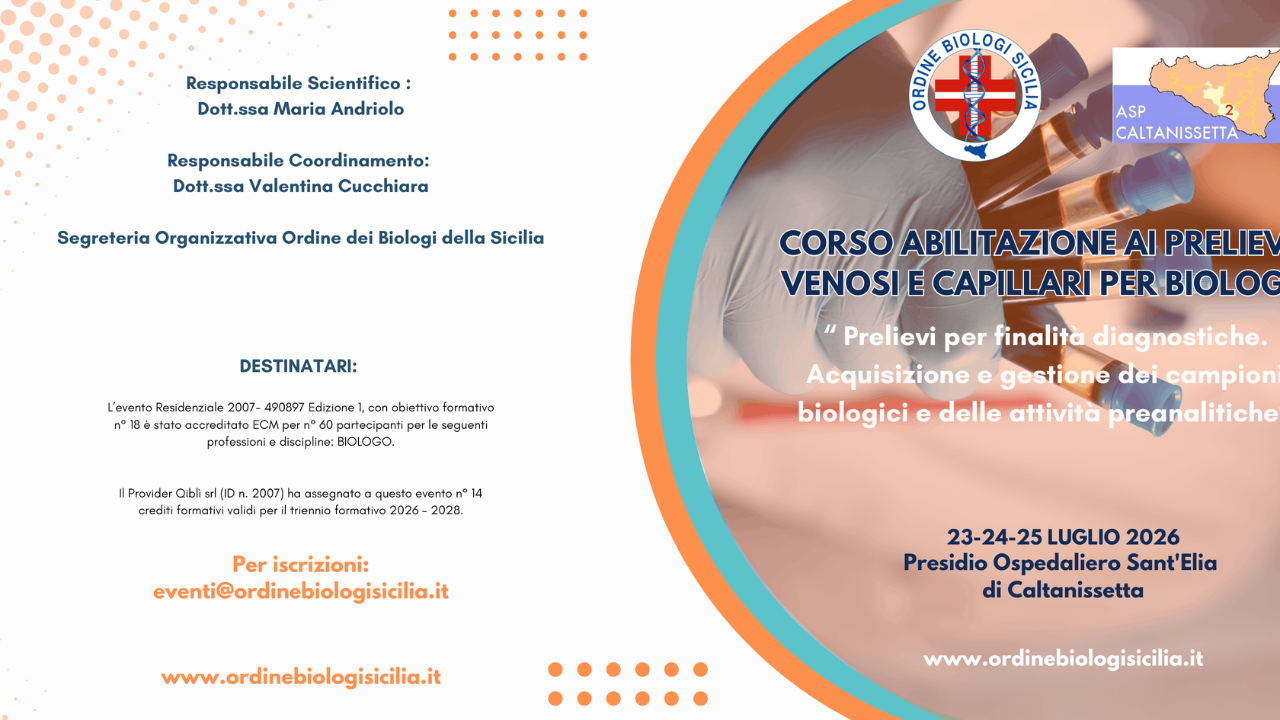 Prelievi per finalità diagnostiche. Acquisizione e gestione dei campioni biologici  e delle attività preanalitiche